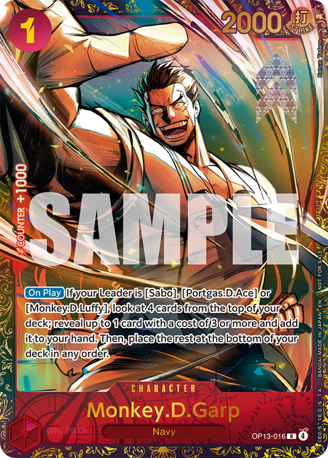 Treasure Cup March 2026 Top 64 Alt-Art Card OP13-016 Monkey.D.Garp