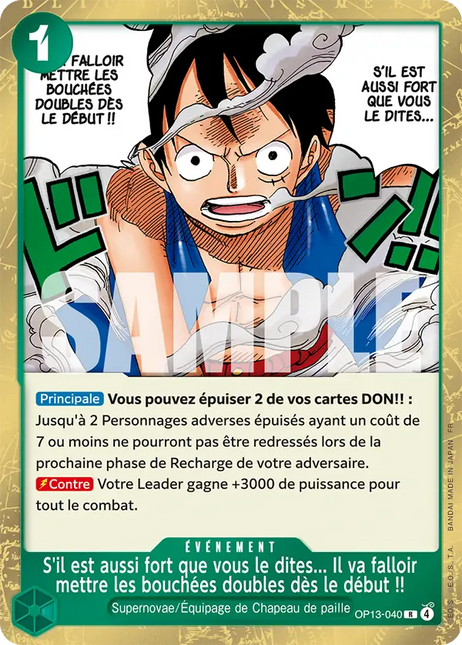 OP13-040 S'il est aussi fort que vous le dites... Il va falloir mettre les bouchées doubles dès le début !! Dashpack