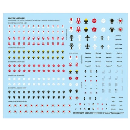 Planche de décalcomanies Adepta Sororitas