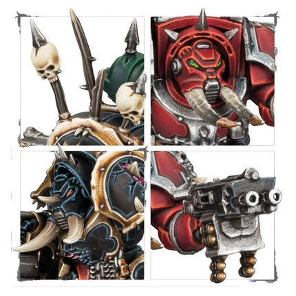 Détails des Chaos Terminators : trophées, heaume, combi-bolter