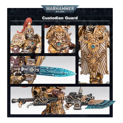 Détails des Custodian Guard : lance, lame et bouclier