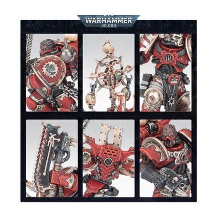 Détails des Berzerks de Khorne : têtes, épaulières et armes tronçonneuses