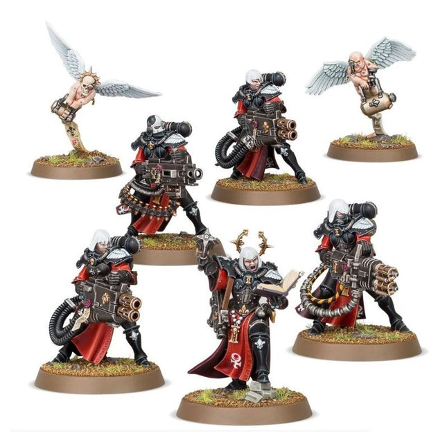 Retributor Squad Adepta Sororitas, 5 Sœurs et 2 Chérubins peints
