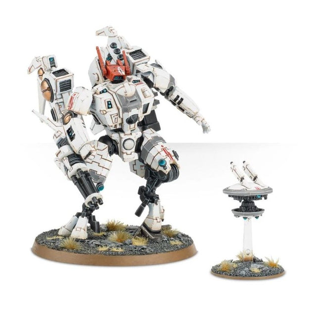 Commandeur T'au en exo-armure Enforcer avec drone, figurine peinte