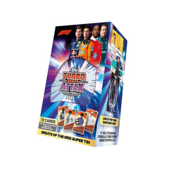 Topps Formula 1 2026 Turbo Attax Super Tin Greats of the Grid, boîte métal de 72 cartes