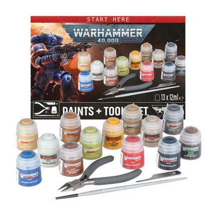 Warhammer 40,000 Set Peintures + Outils, contenu complet
